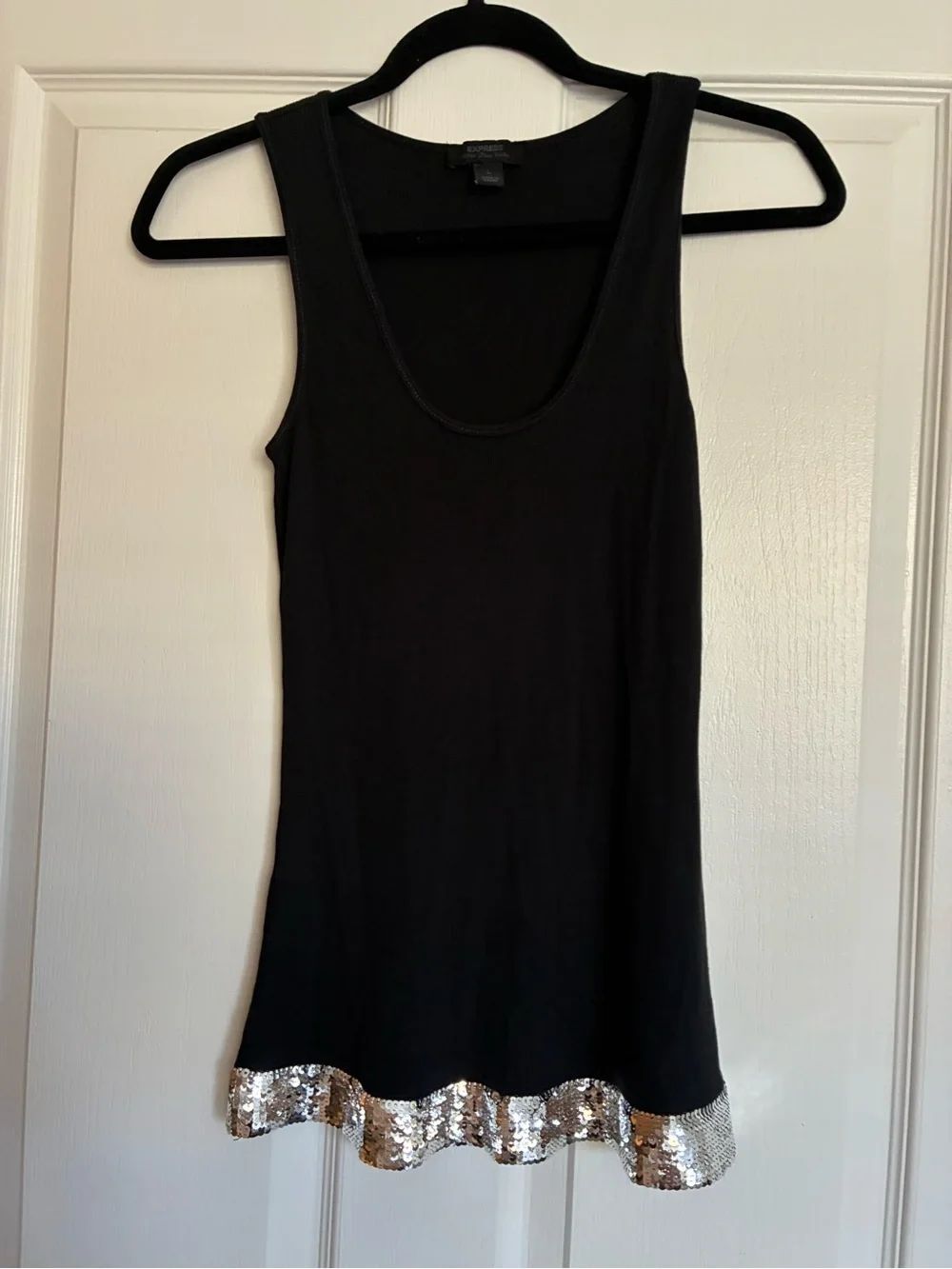 Express Black Tank with Sequin Trim